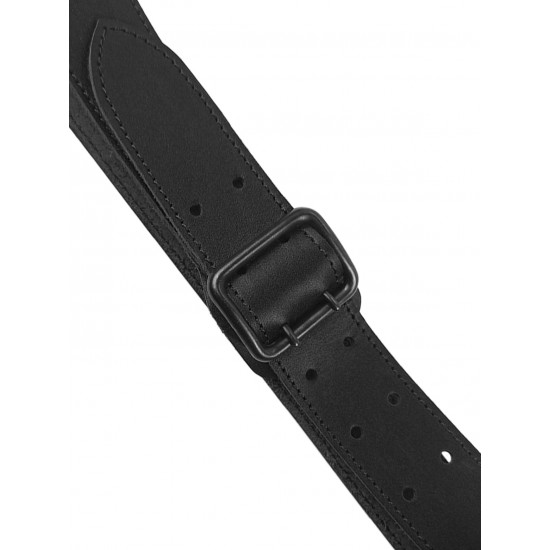 Ремень кожаный фигурный черный 140 см