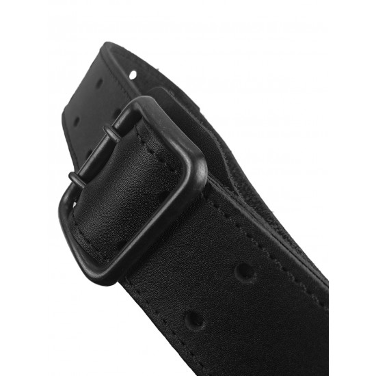 Ремень кожаный фигурный черный 140 см