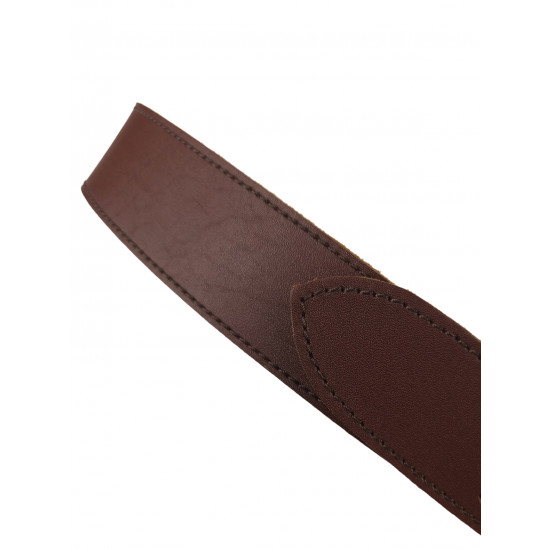 Ремень кожаный фигурный цвет коньяк 140 см