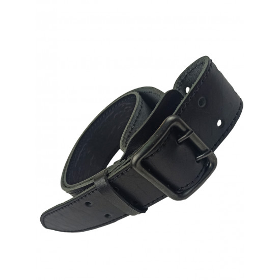 Ремень кожаный фигурный с тиснением цвет черный 120 см