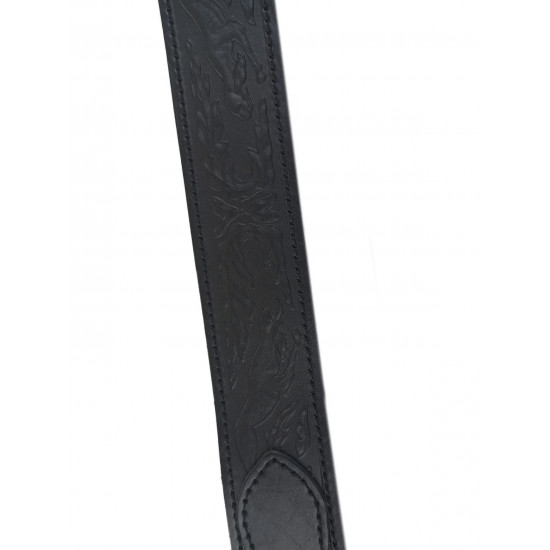 Ремень кожаный фигурный с тиснением цвет черный 120 см
