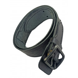 Ремень кожаный фигурный с тиснением цвет черный 120 см