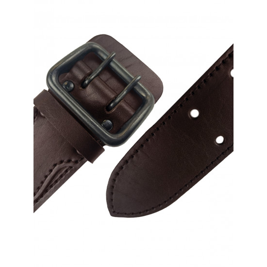 Ремень кожаный фигурный с тиснением цвет шоколад 120 см