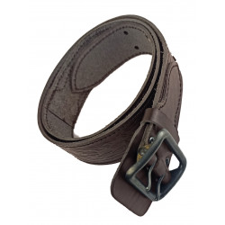 Ремень кожаный фигурный с тиснением цвет шоколад 130 см