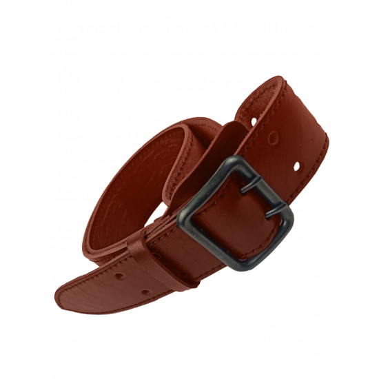 Ремень кожаный фигурный с тиснением цвет коньяк 140 см