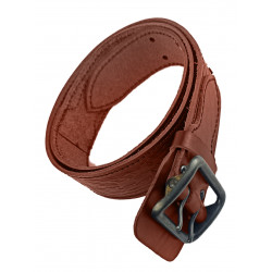 Ремень кожаный фигурный с тиснением цвет коньяк 150 см