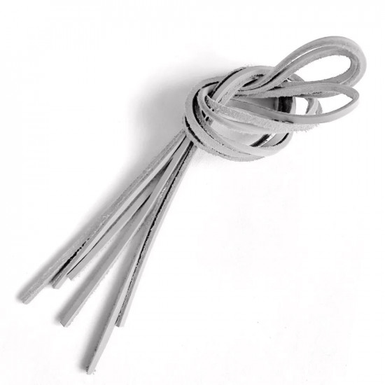 Шнур из натуральной кожи плоский светло-серый для рукоделия 5х3мм 1,05 метра 3 шт