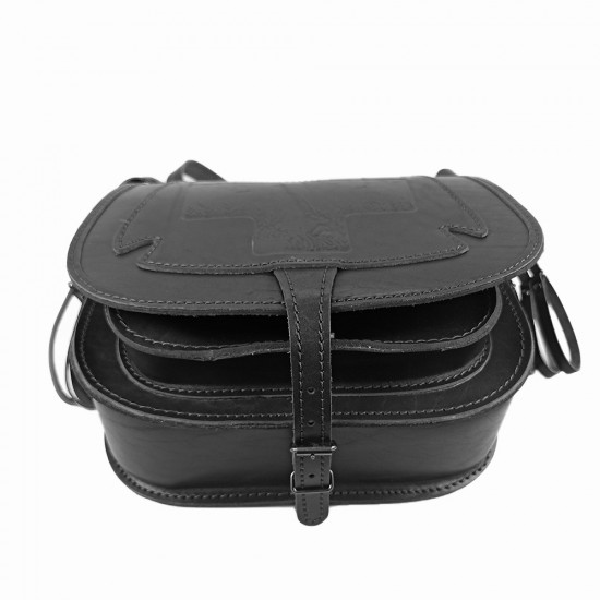 Ягдташ охотничий натуральная кожа средний цвет черный