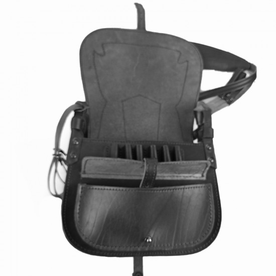 Ягдташ охотничий натуральная кожа средний цвет черный