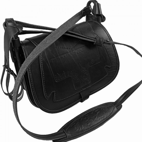 Ягдташ охотничий натуральная кожа средний цвет черный