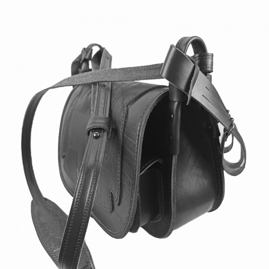 Ягдташ охотничий натуральная кожа средний цвет черный