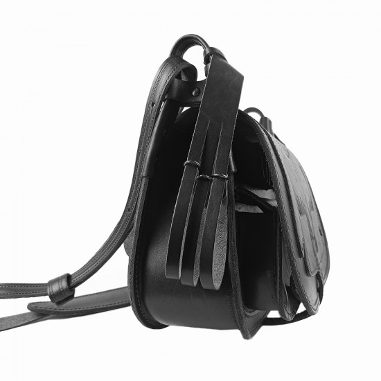 Ягдташ охотничий натуральная кожа средний цвет черный