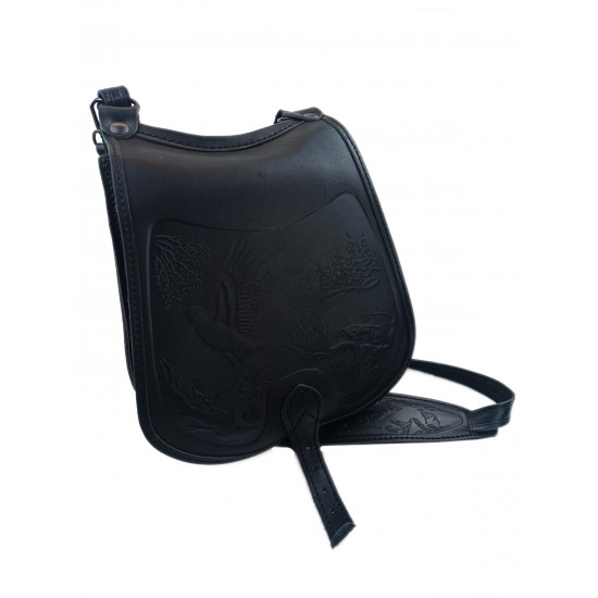 Ягдташ охотничий натуральная кожа малый цвет черный