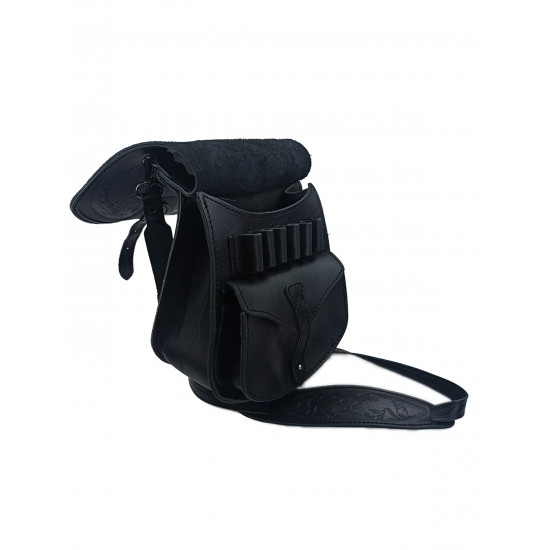 Ягдташ охотничий натуральная кожа малый цвет черный
