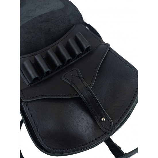Ягдташ охотничий натуральная кожа малый цвет черный
