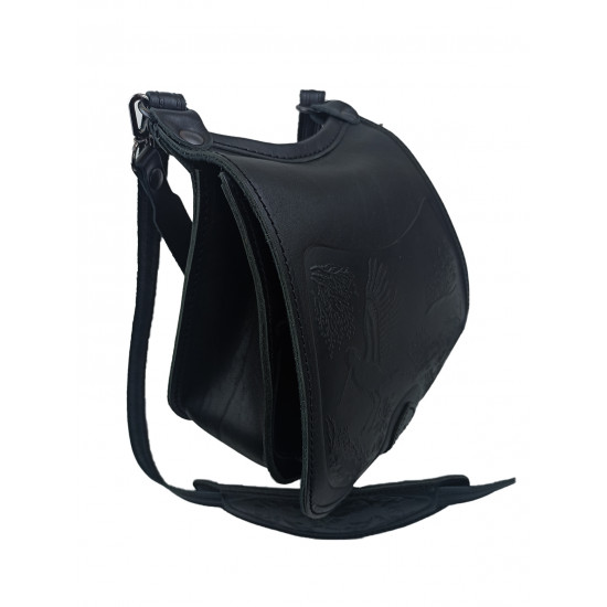 Ягдташ охотничий натуральная кожа малый цвет черный