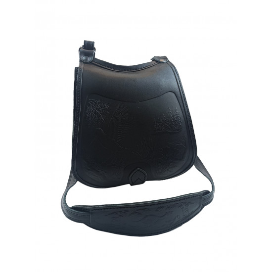 Ягдташ охотничий натуральная кожа малый цвет черный