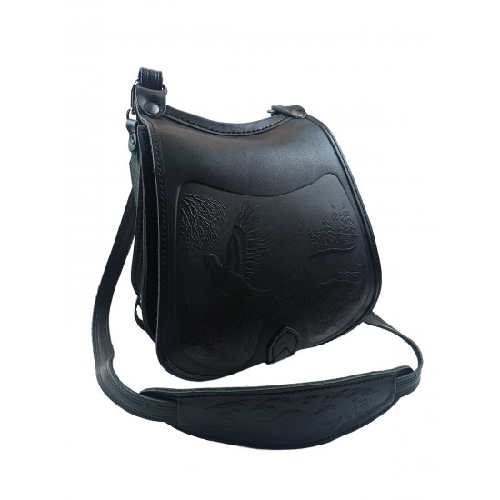 Ягдташ охотничий натуральная кожа малый цвет черный