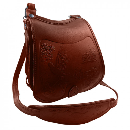 Ягдташ охотничий натуральная кожа малый цвет коньяк