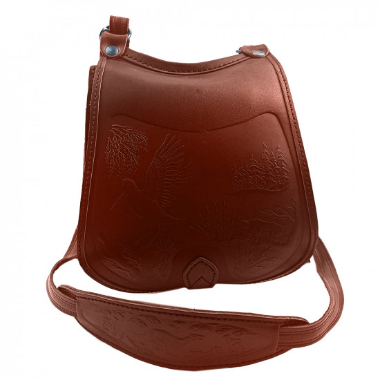 Ягдташ охотничий натуральная кожа малый цвет коньяк