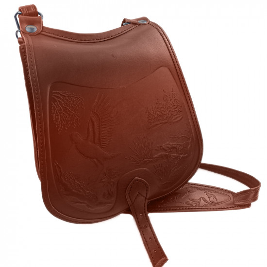 Ягдташ охотничий натуральная кожа малый цвет коньяк