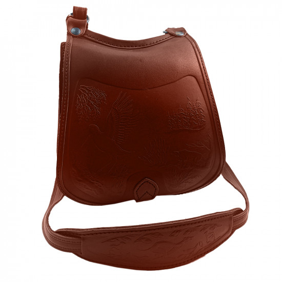 Ягдташ охотничий натуральная кожа малый цвет коньяк