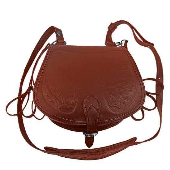 Ягдташ охотничий натуральная кожа малый цвет коньяк