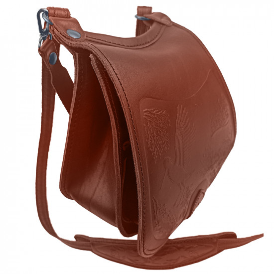 Ягдташ охотничий натуральная кожа малый цвет коньяк