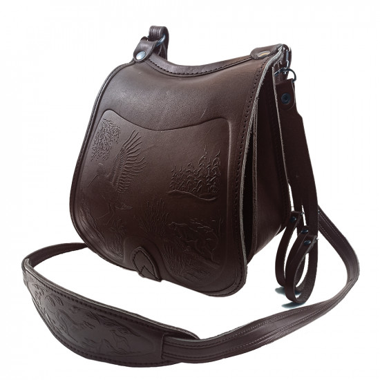 Ягдташ охотничий натуральная кожа малый цвет шоколад