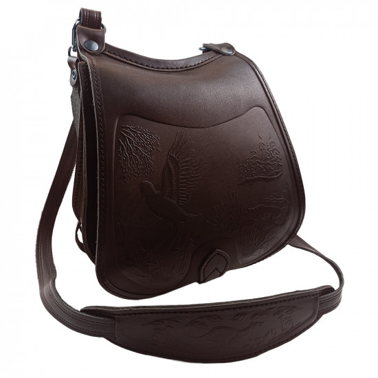 Ягдташ охотничий натуральная кожа малый цвет шоколад