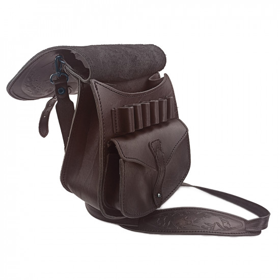 Ягдташ охотничий натуральная кожа малый цвет шоколад