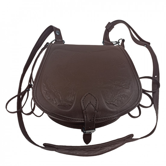 Ягдташ охотничий натуральная кожа малый цвет шоколад