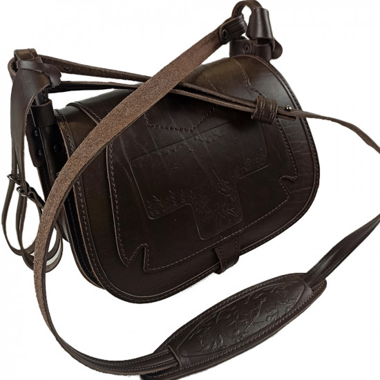 Ягдташ охотничий натуральная кожа средний цвет шоколад