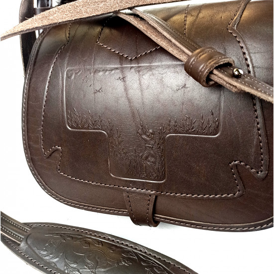 Ягдташ охотничий натуральная кожа средний цвет шоколад