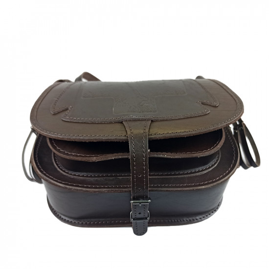 Ягдташ охотничий натуральная кожа средний цвет шоколад