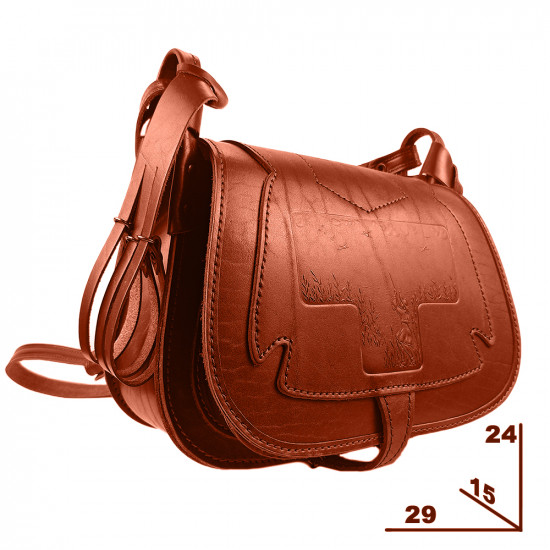 Ягдташ охотничий натуральная кожа средний цвет коньяк