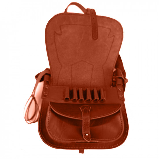 Ягдташ охотничий натуральная кожа средний цвет коньяк