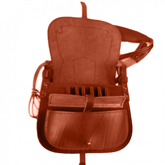Ягдташ охотничий натуральная кожа средний цвет коньяк