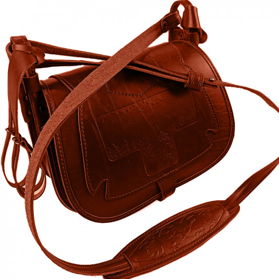 Ягдташ охотничий натуральная кожа средний цвет коньяк