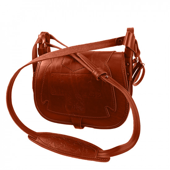 Ягдташ охотничий натуральная кожа средний цвет коньяк