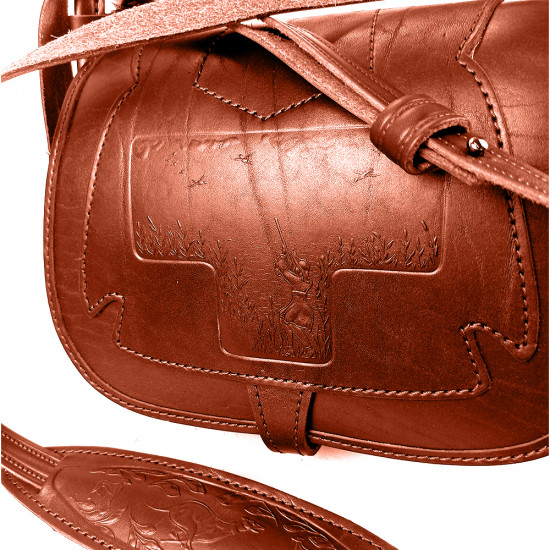 Ягдташ охотничий натуральная кожа средний цвет коньяк