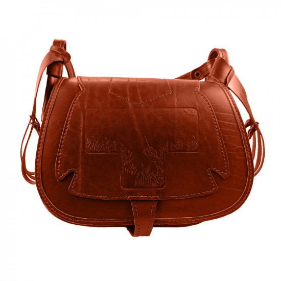 Ягдташ охотничий натуральная кожа средний цвет коньяк